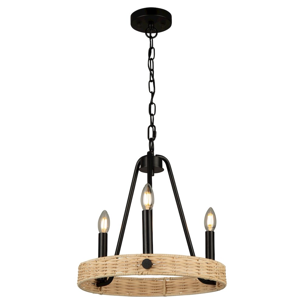 Perris 3 Light Chandelier Black. Picture 1