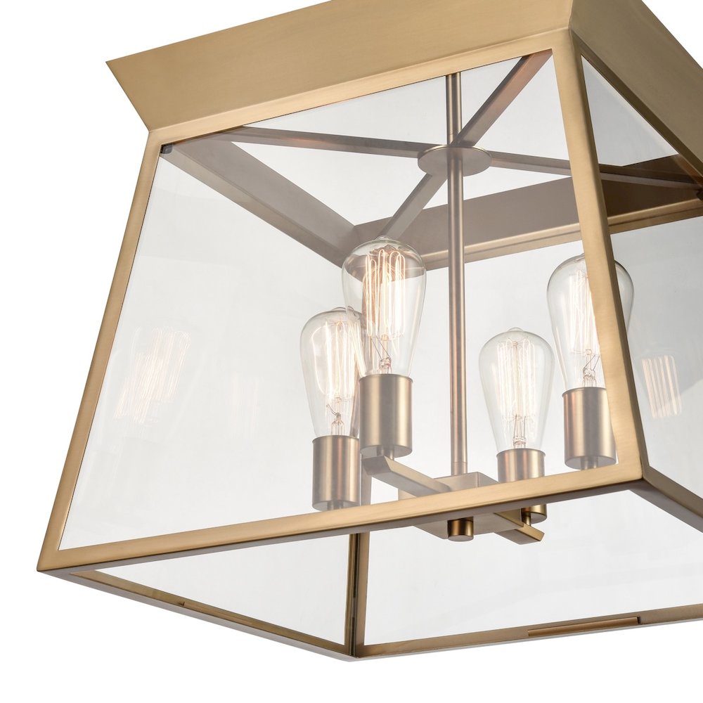 Lucian 4 Light Chandelier 18" Diameter Brushed Brass. Picture 3