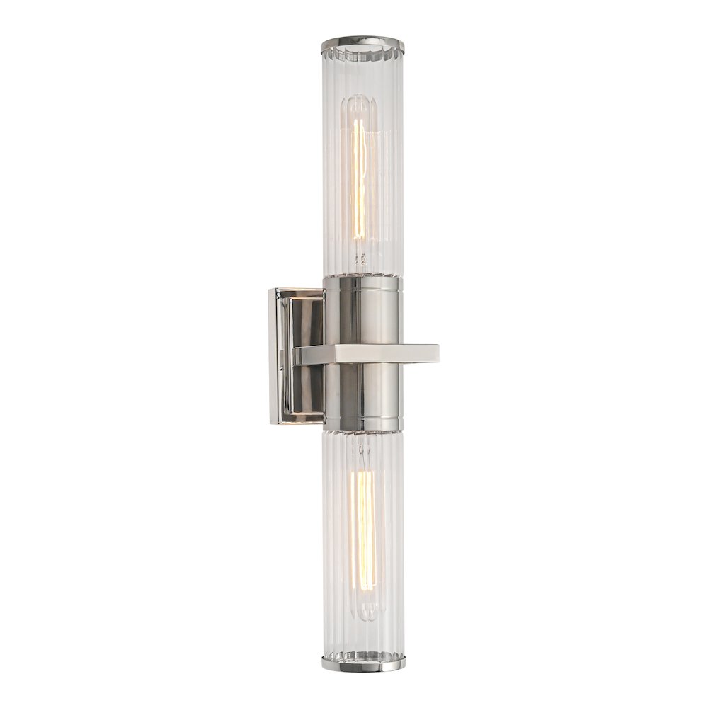 2Light Bathroom Vanity Light Polished Nickel and Clear Glass. Picture 3