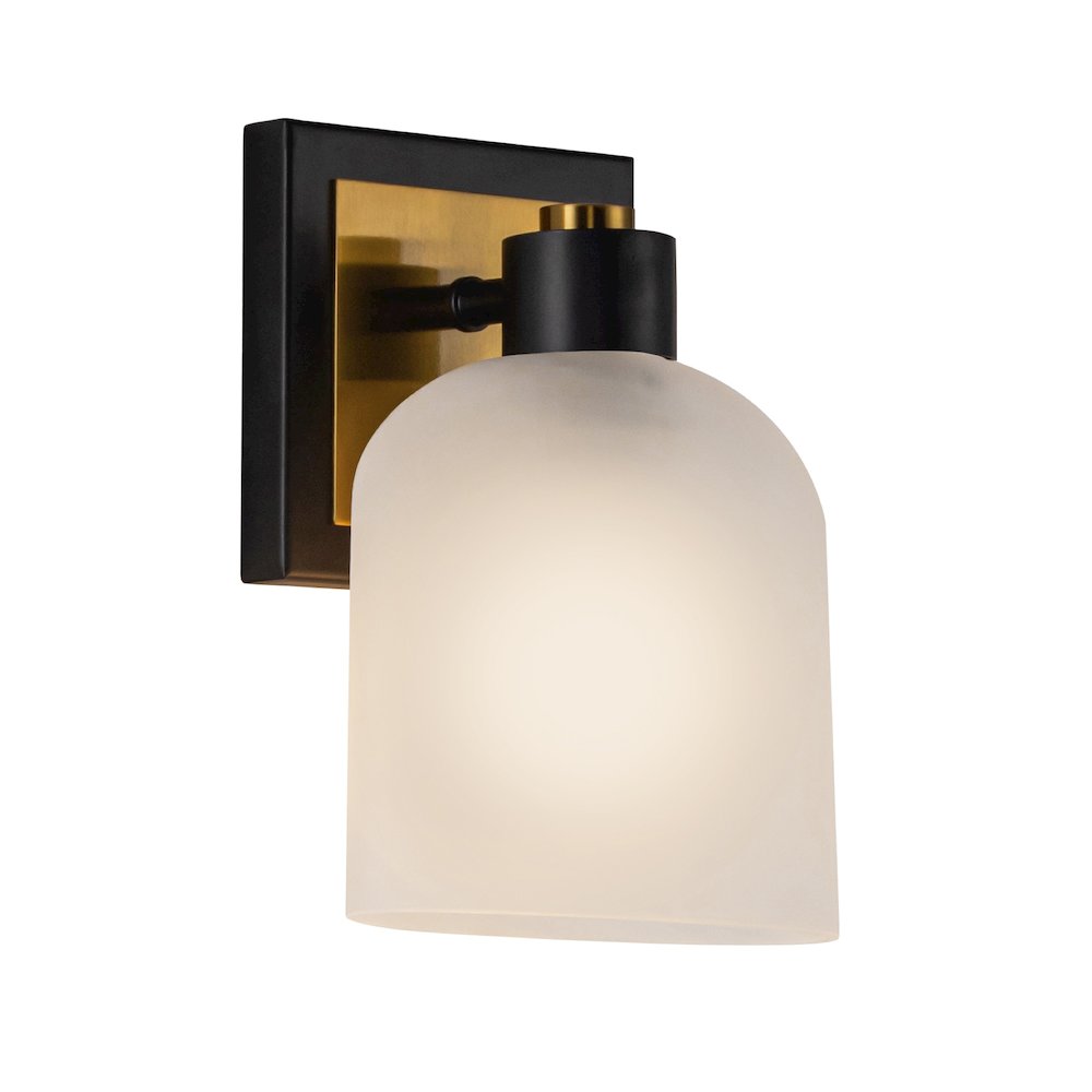 Lyndon Collection 1Light Bathroom Sconce Black and Brushed Brass. Picture 1