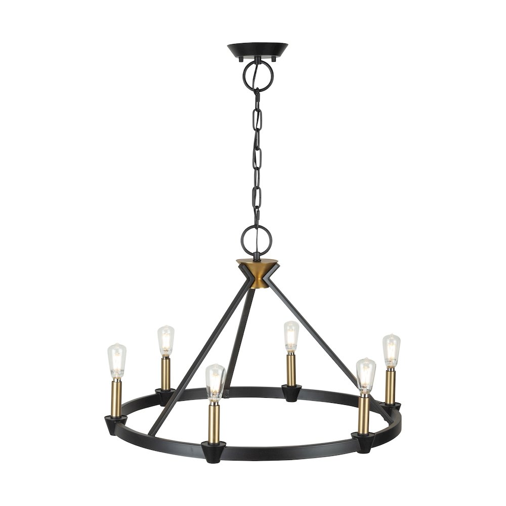 Notting Hill Collection 6Light Chandelier Black and Brushed Brass. Picture 7