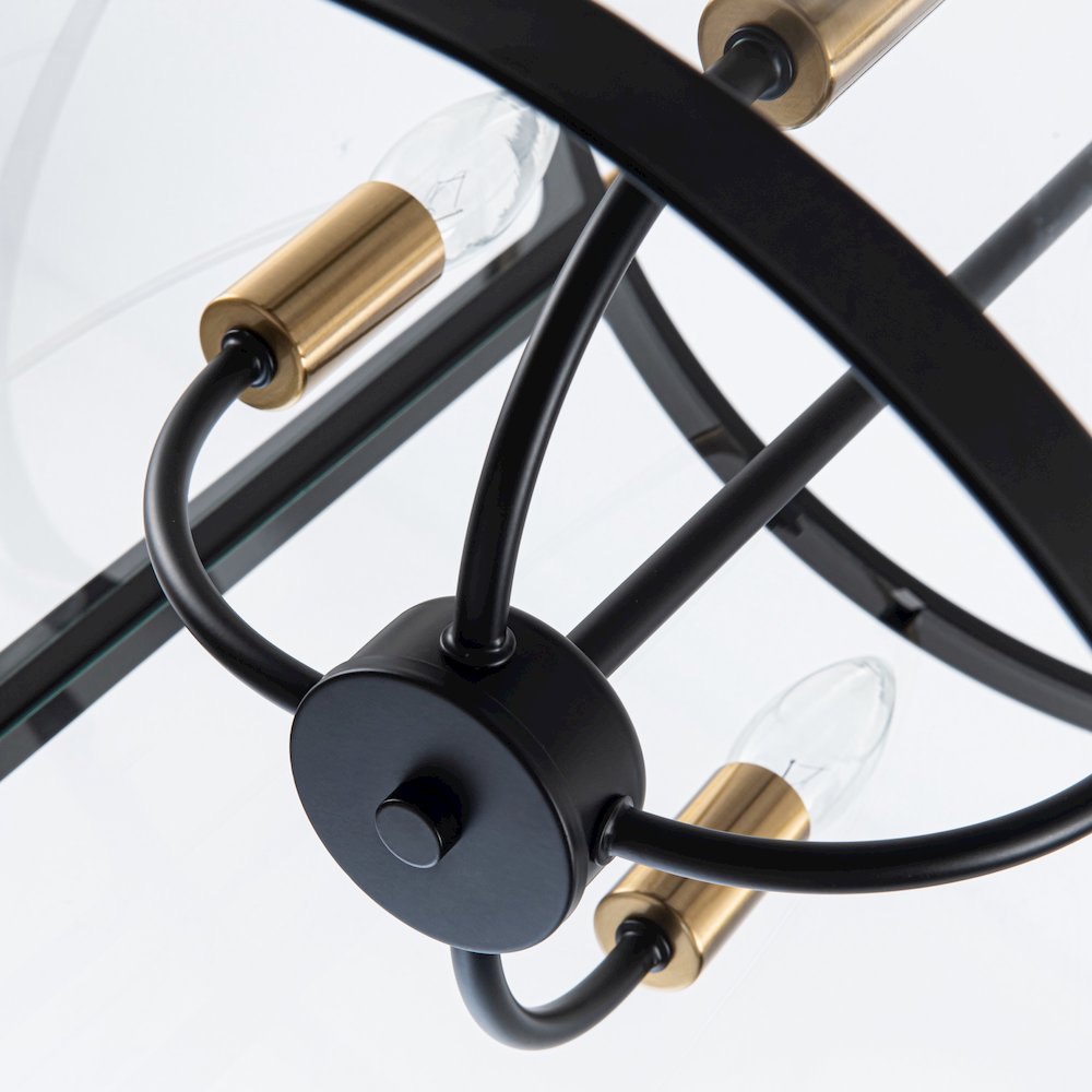 Bonita Collection 4Light 17" Pendant Black and Brushed Brass. Picture 5