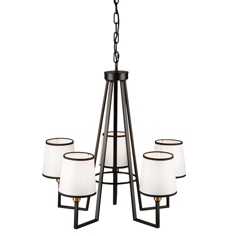 Coco 5 Light Chandelier Black and Gold. Picture 4