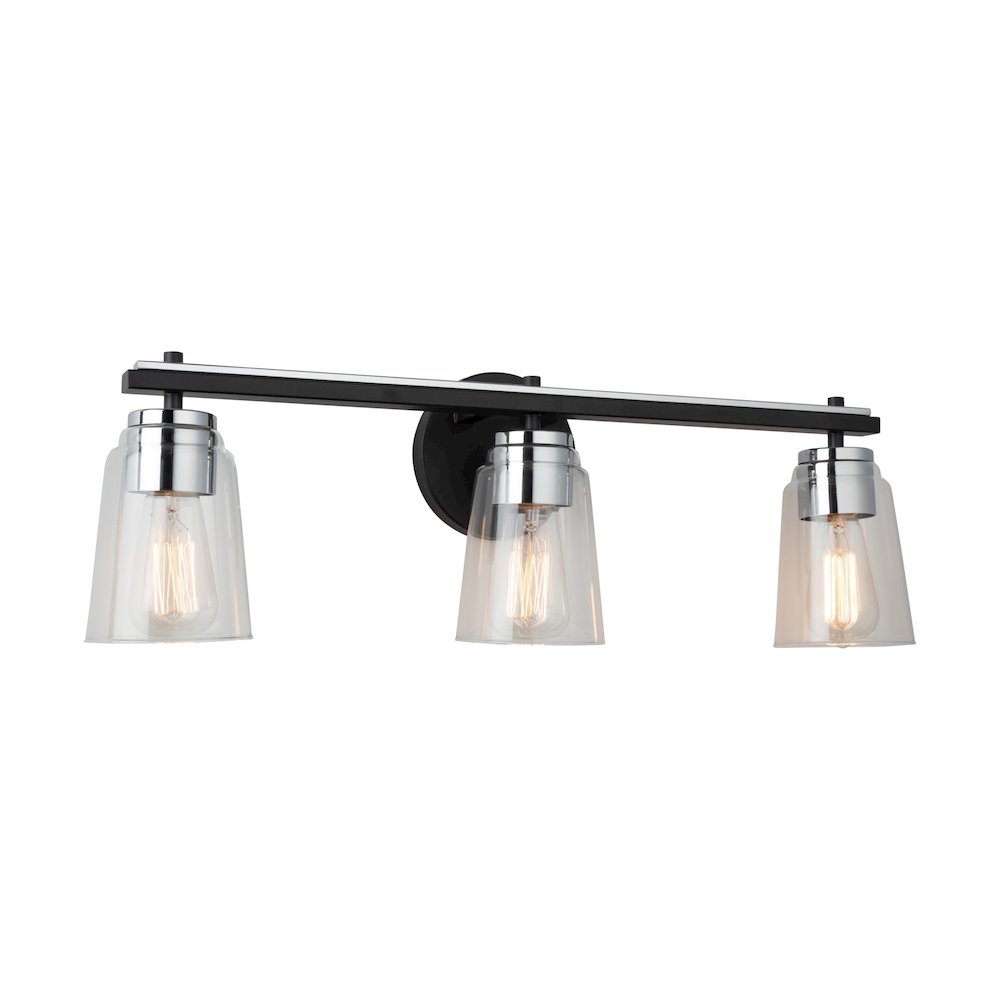 Essex Collection 3Light Bathroom Vanity Fixture Black and Chrome. Picture 5