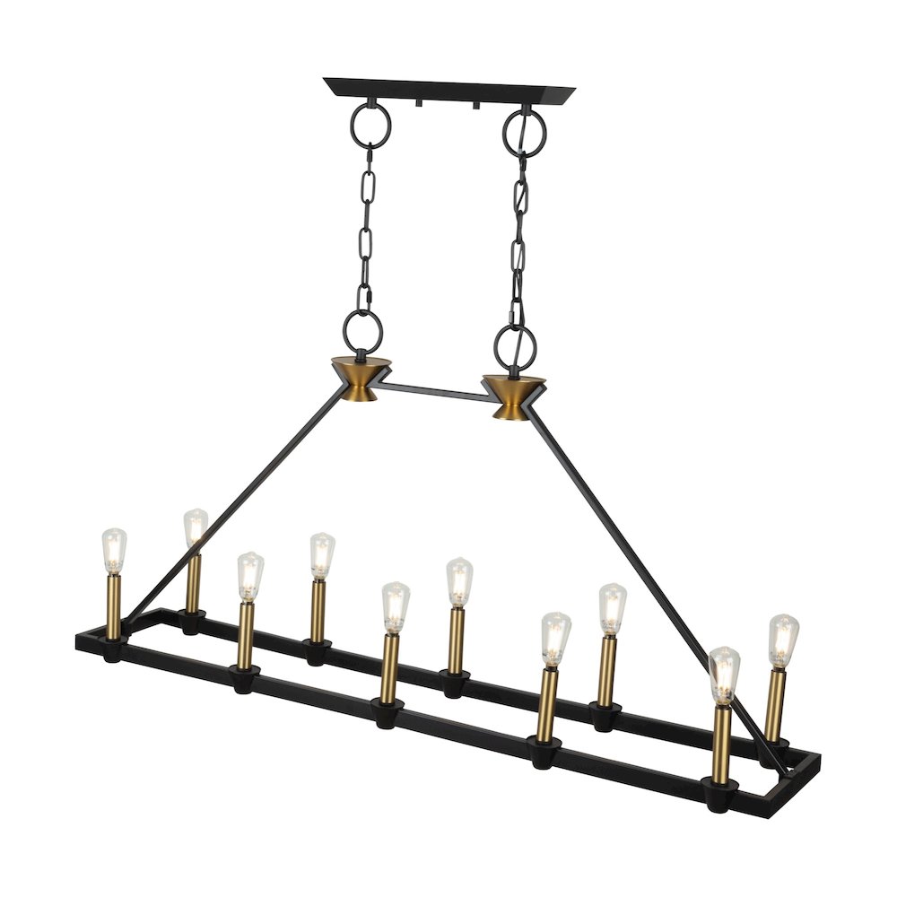Notting Hill Collection 10Light Island/Pool Table Black and Brushed Brass. Picture 4
