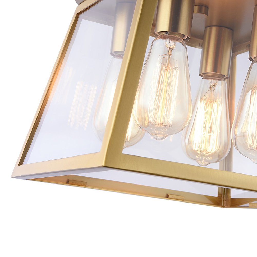 Lucian 4 Light Chandelier 12" Diameter Brushed Brass. Picture 3