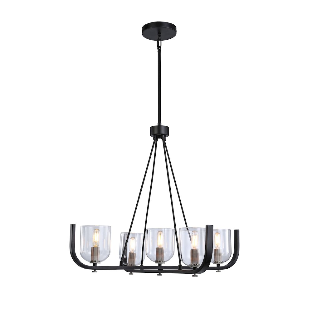 Cheshire Collection 5Light Chandelier, Black & Nickel. Picture 3