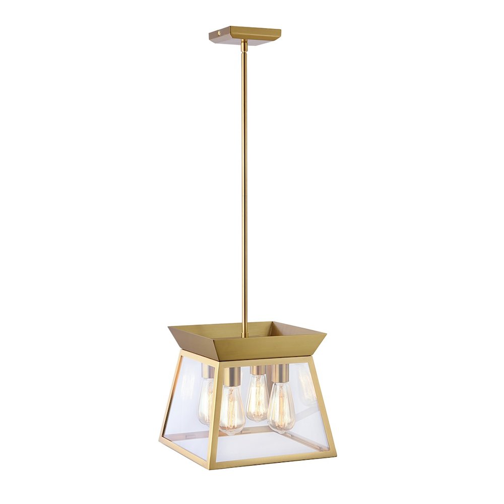 Lucian 4 Light Chandelier 12" Diameter Brushed Brass. Picture 2