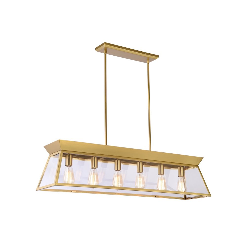 Lucian Linear Island Chandelier Brushed Brass. Picture 1