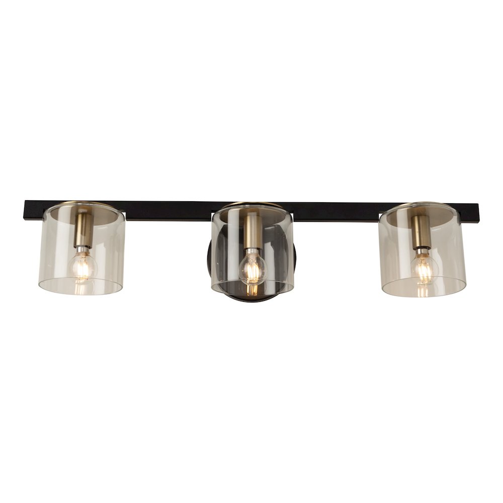 Salinas Collection 3Light Vanity Light, Black and Brass. Picture 4