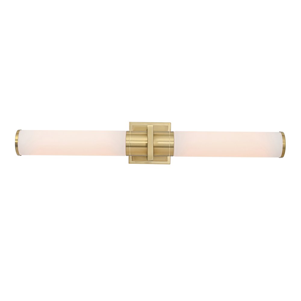 Positano - 2-Light Bathroom Vanity Light - White Glass/Satin Brass. Picture 1