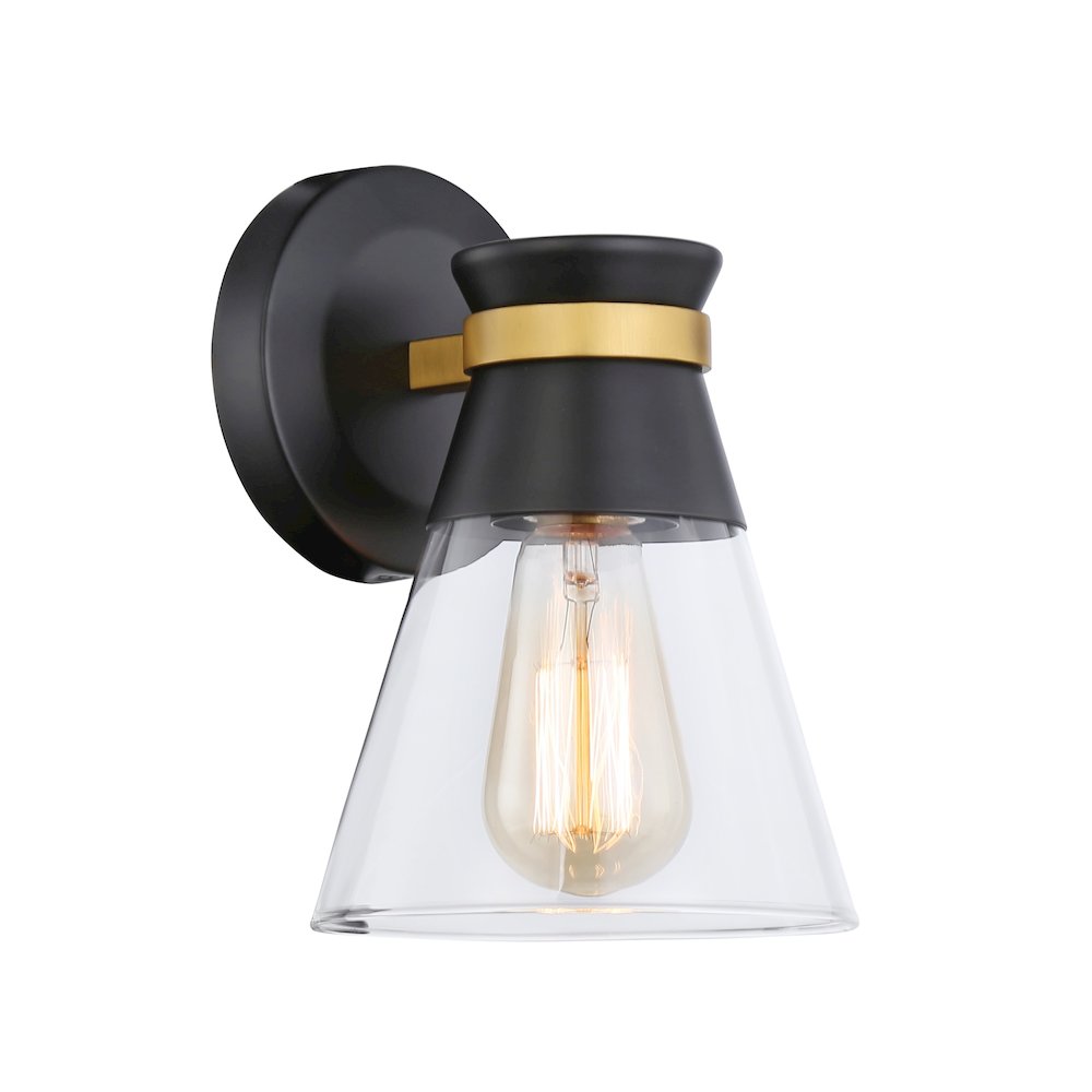 Kanata Collection 1Light Sconce, Black & Brushed Brass. Picture 1