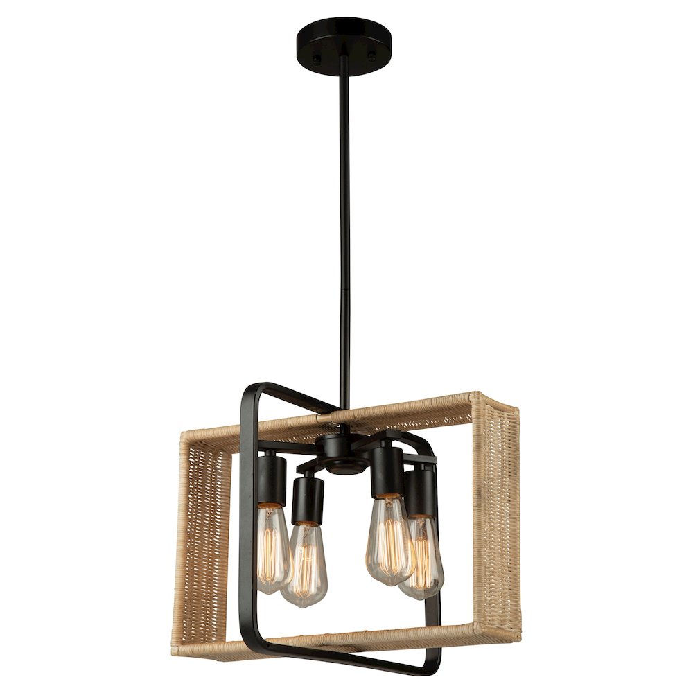 Perris 4 Light Pendant Black. Picture 1