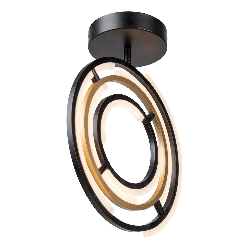 Trilogy Collection Integrated LED SemiFlush Mount, Black & Brass. Picture 5