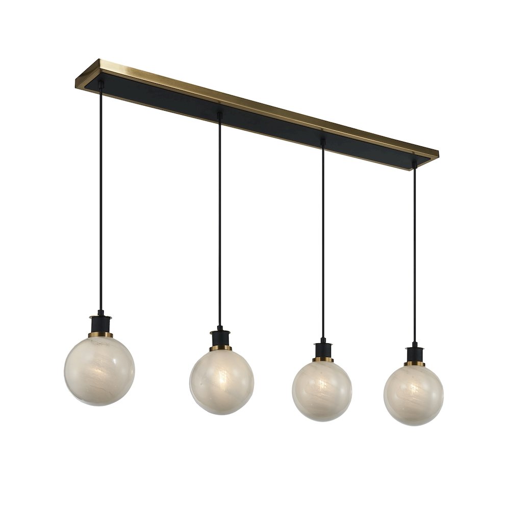 Gem Collection 4Light Island/Pool Table Black and Brushed Brass. Picture 1