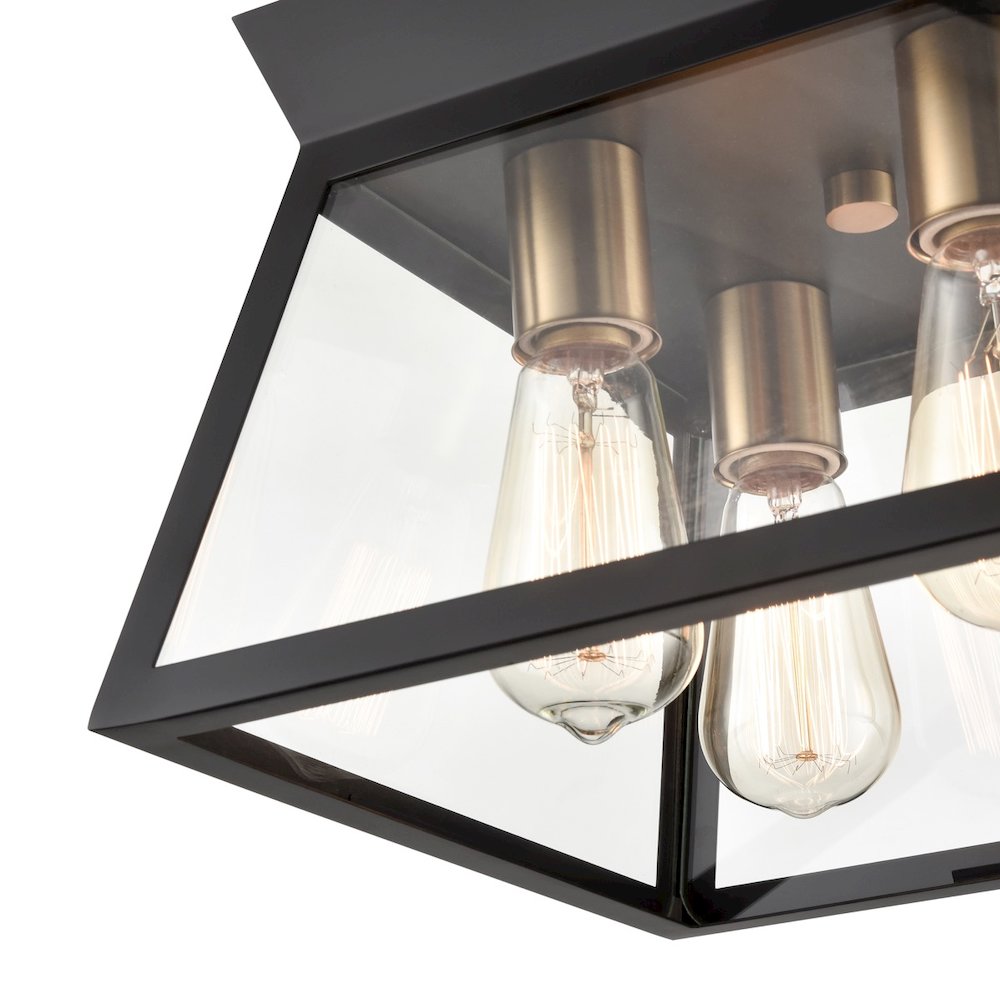 Lucian 4 Light Flushmount Black and Brushed Brass. Picture 4