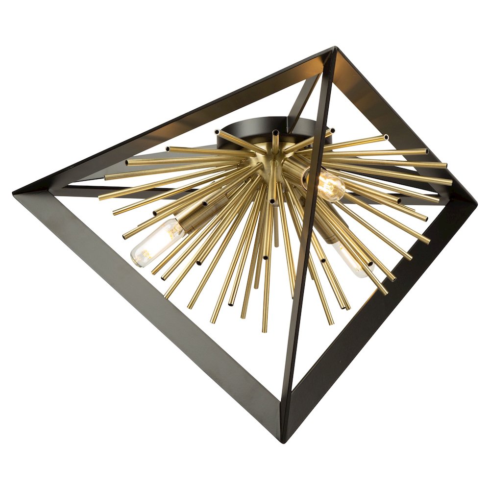 Sunburst  Flush Mount (Matte Black & Satin Brass Finish). Picture 4