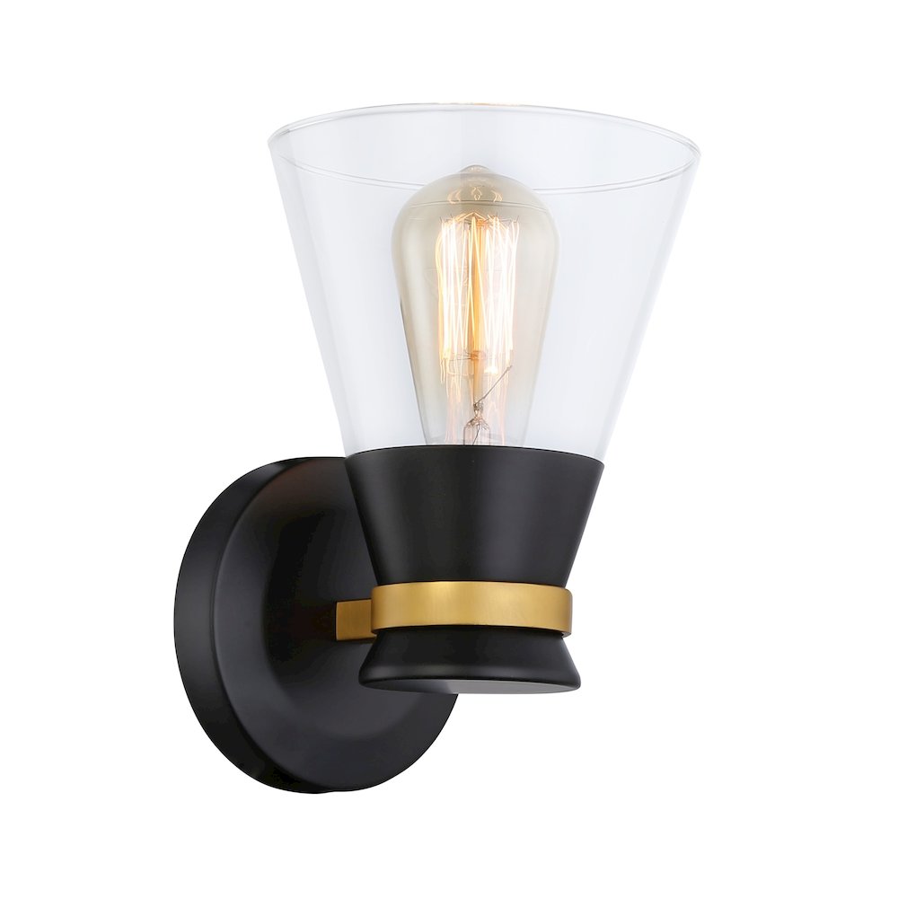Kanata Collection 1Light Sconce, Black & Brushed Brass. Picture 2