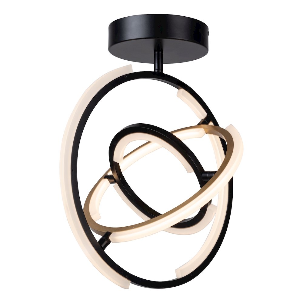 Trilogy Collection Integrated LED SemiFlush Mount, Black & Brass. Picture 1