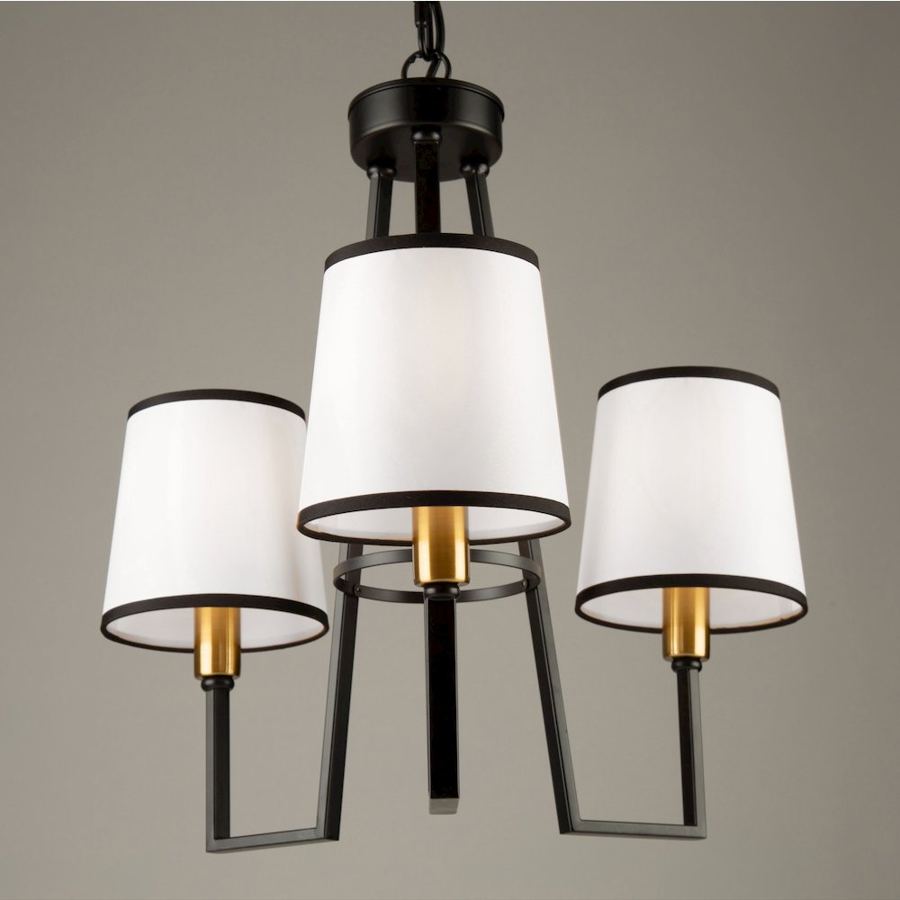 Coco 3 Light Chandelier Black and Gold. Picture 4