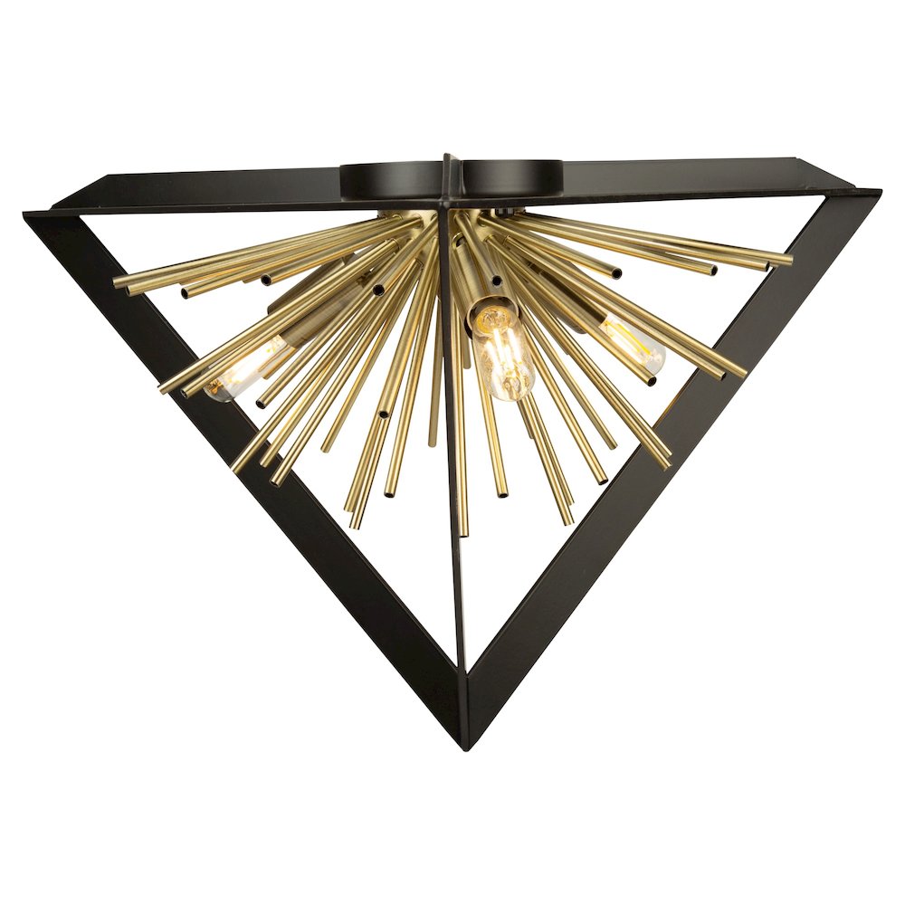 Sunburst  Flush Mount (Matte Black & Satin Brass Finish). Picture 5