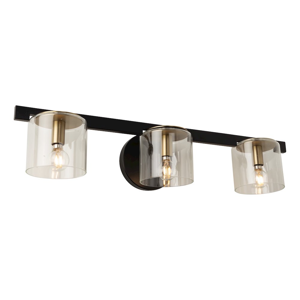 Salinas Collection 3Light Vanity Light, Black and Brass. Picture 3
