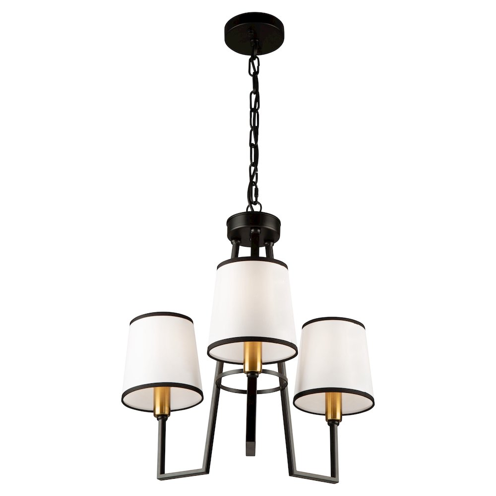 Coco 3 Light Chandelier Black and Gold. Picture 1