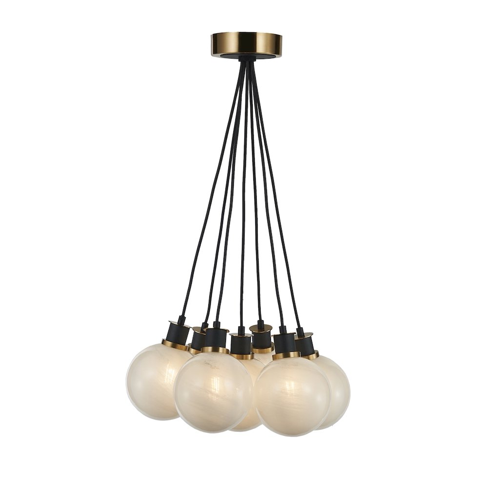 Gem Collection 7Light Pendant Black and Brushed Brass. Picture 2