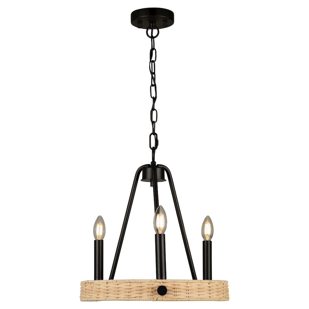 Perris 3 Light Chandelier Black. Picture 3