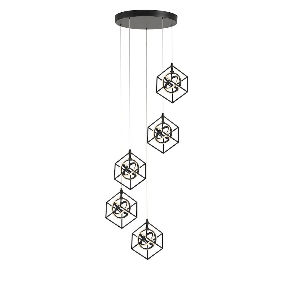 Tulip Collection Integrated LED 5Light Pendant, Matte Black. Picture 1
