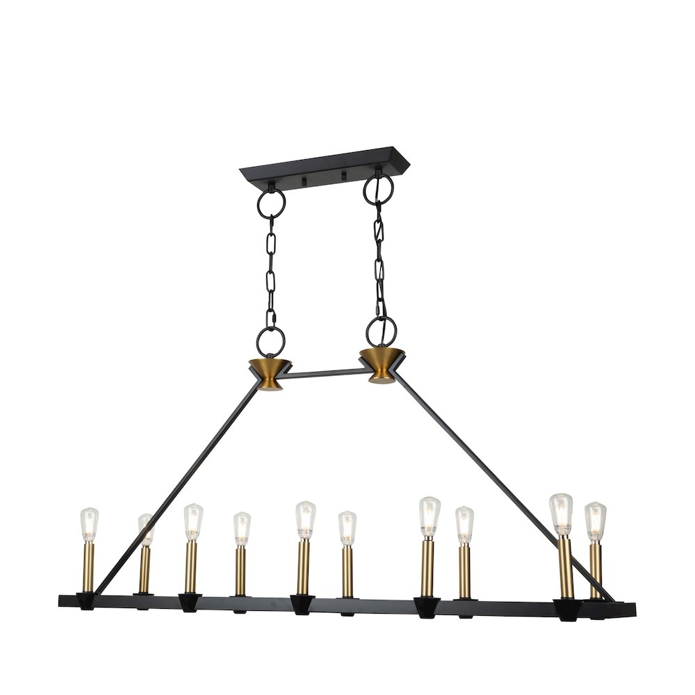 Notting Hill Collection 10Light Island/Pool Table Black and Brushed Brass. Picture 3