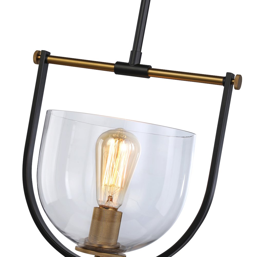 Cheshire Collection 1Light Pendant, Black & Brass. Picture 3