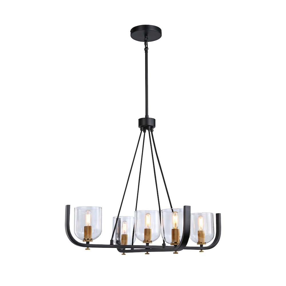 Cheshire Collection 5Light Chandelier, Black & Brass. Picture 5