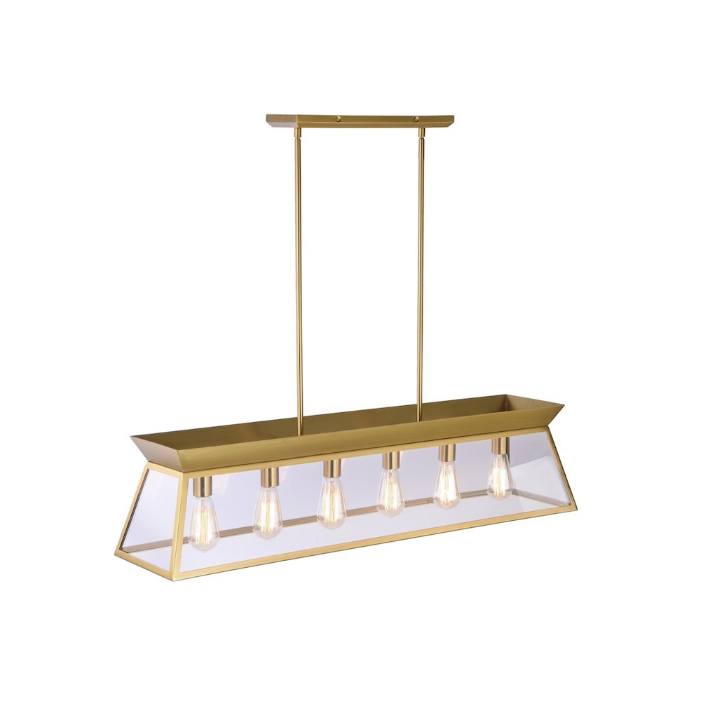 Lucian Linear Island Chandelier Brushed Brass. Picture 2