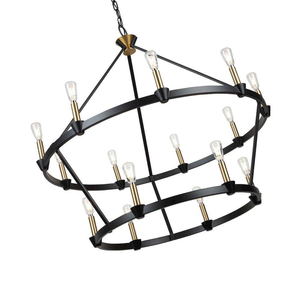 Notting Hill Collection 15Light Chandelier Black and Brushed Brass. Picture 7