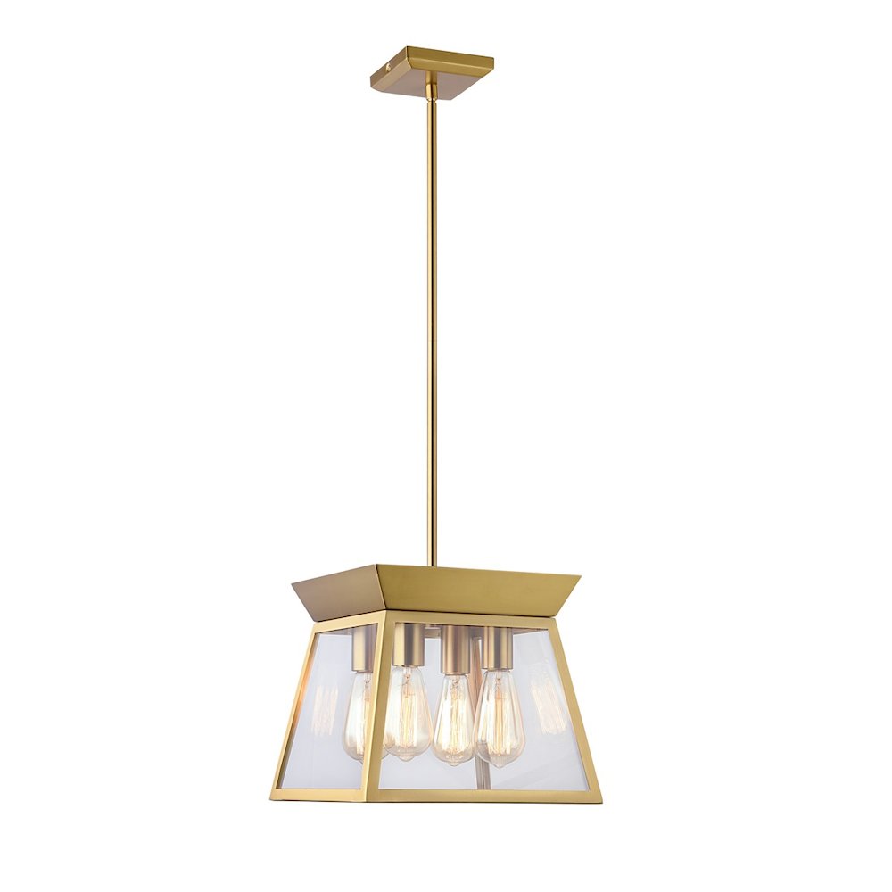 Lucian 4 Light Chandelier 12" Diameter Brushed Brass. Picture 5