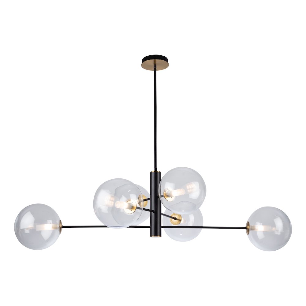 Aurelia Collection 6Light Chandelier, Matte Black & Brass. Picture 1