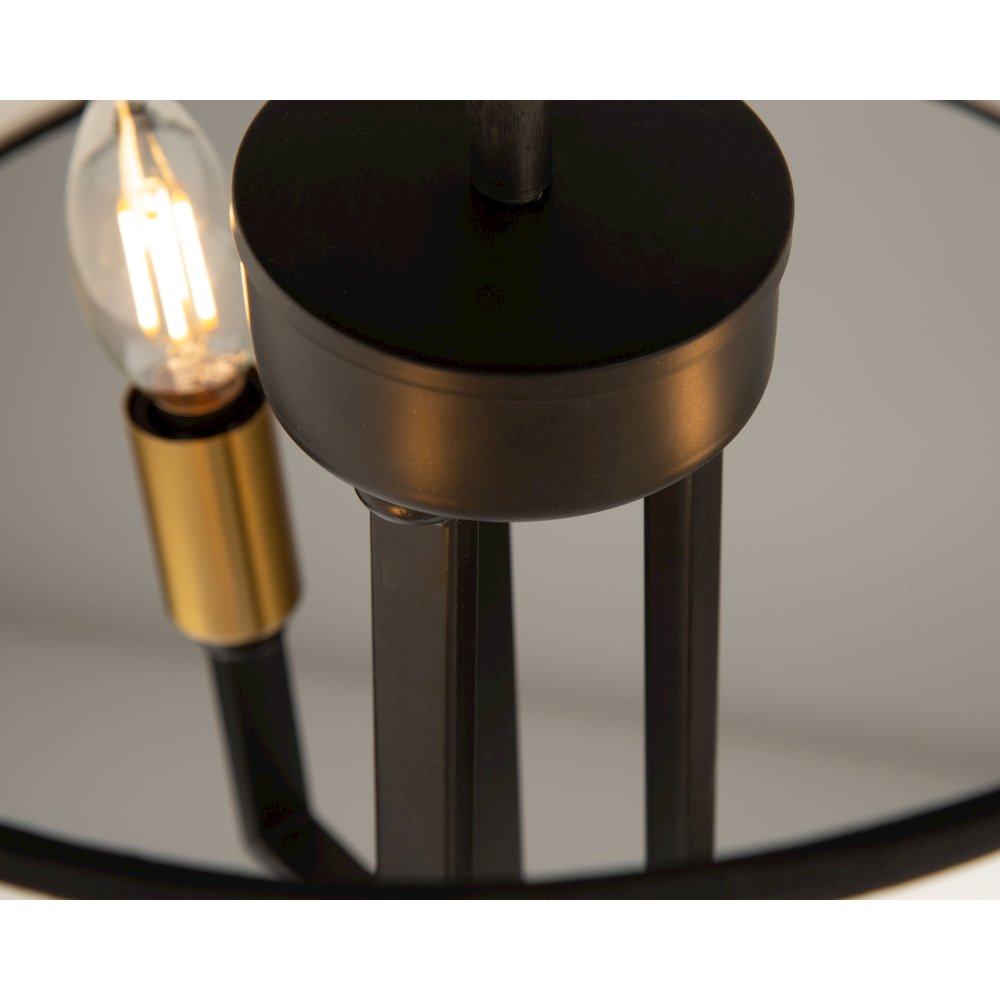 Coco 3 Light SemiFlush Mount Black and Gold. Picture 4