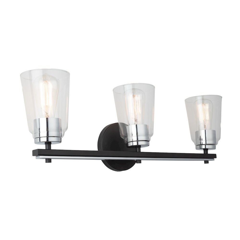 Essex Collection 3Light Bathroom Vanity Fixture Black and Chrome. Picture 2
