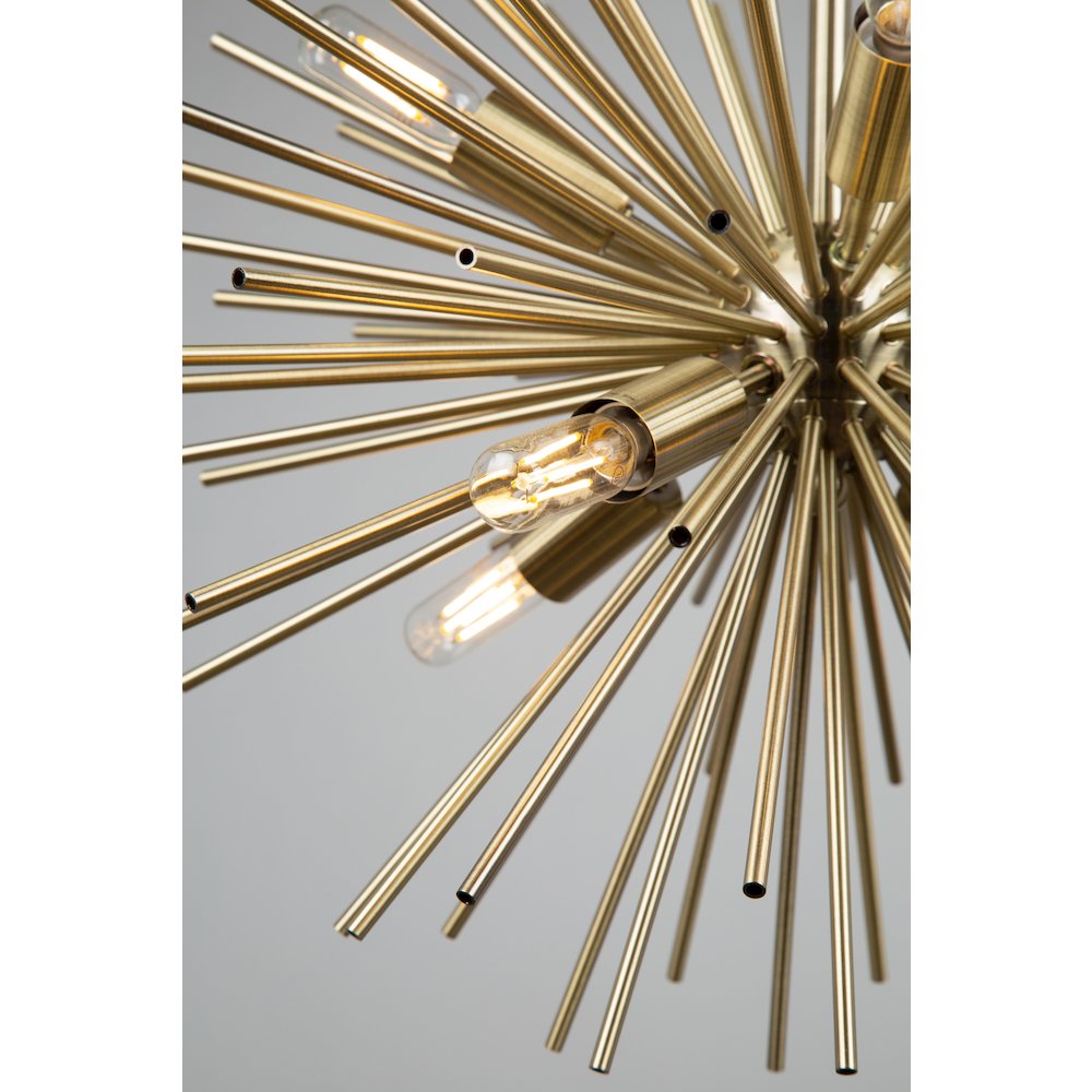 Sunburst  8 Light Chandelier (Satin Brass). Picture 3