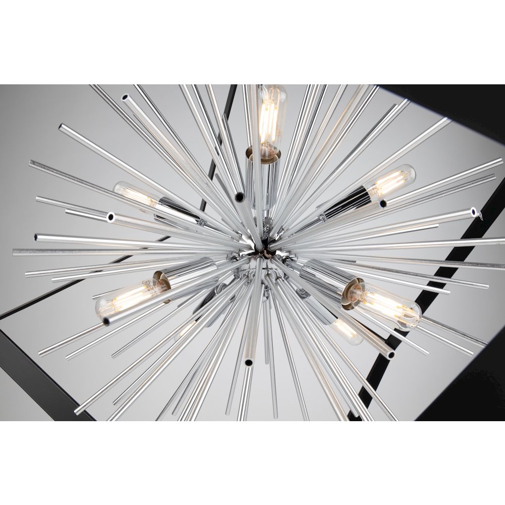 Sunburst  8 Light Chandelier (Matte Black & Chrome). Picture 6