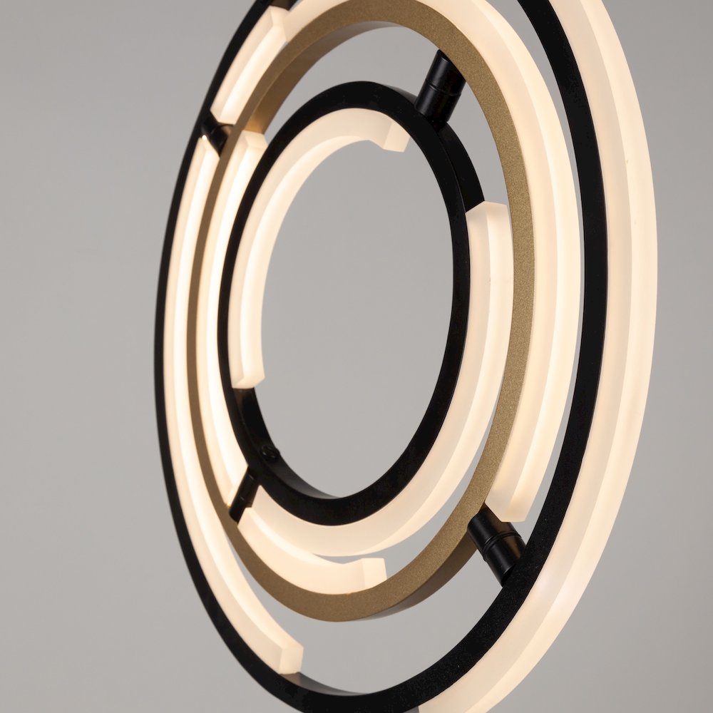 Trilogy Collection Integrated LED SemiFlush Mount, Black & Brass. Picture 2