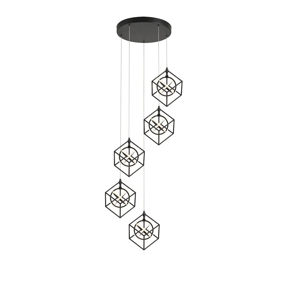 Tulip Collection Integrated LED 5Light Pendant, Matte Black. Picture 2