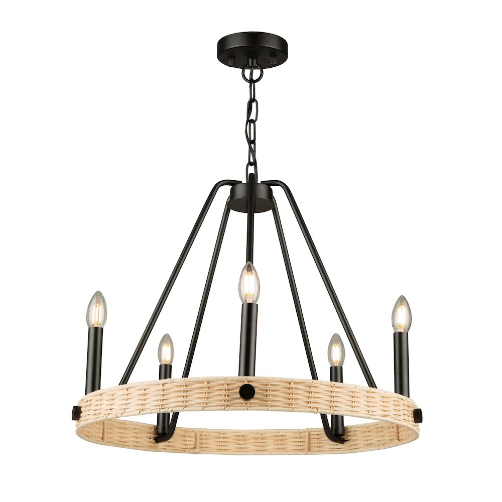 Perris 5 Light Chandelier Black. Picture 1