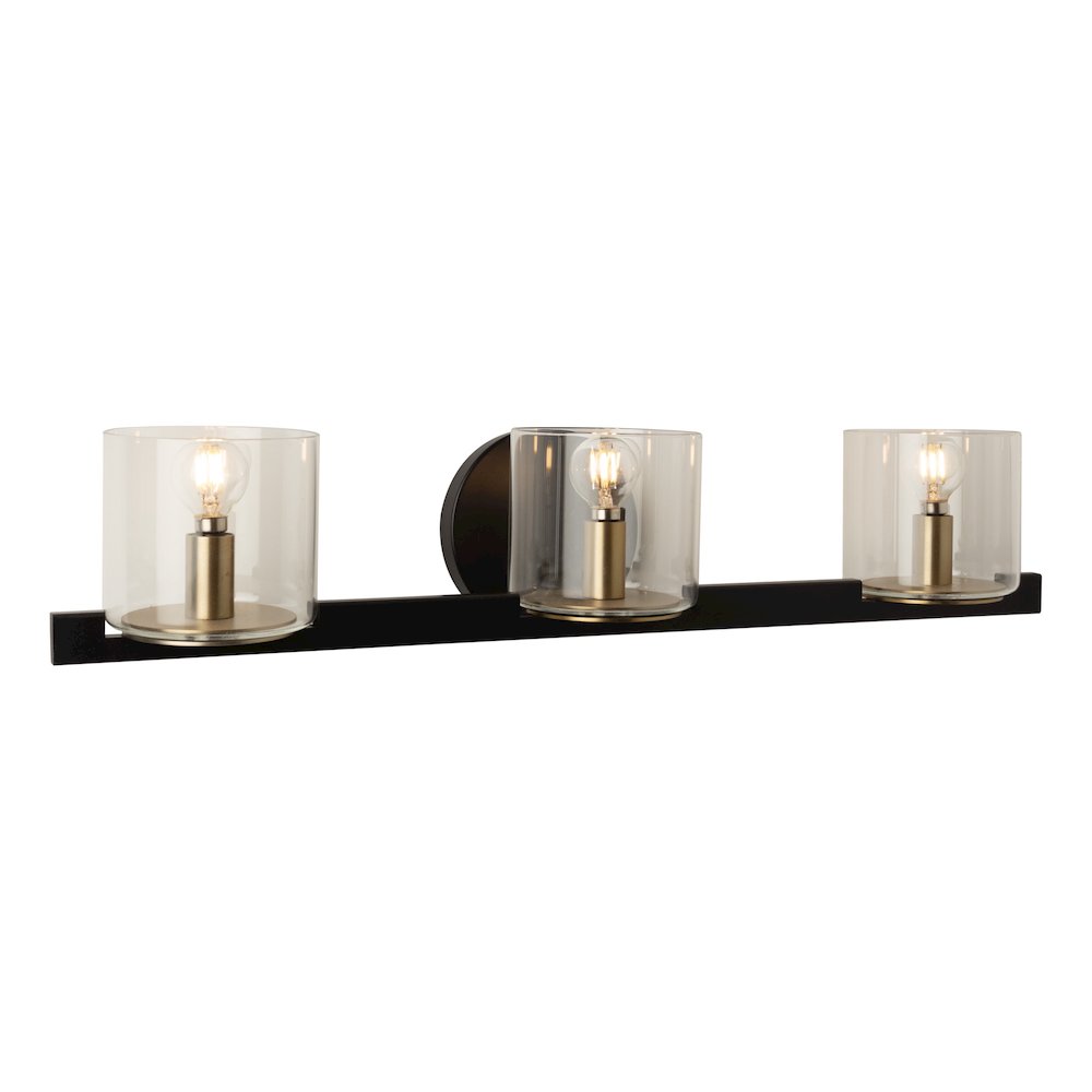 Salinas Collection 3Light Vanity Light, Black and Brass. Picture 2