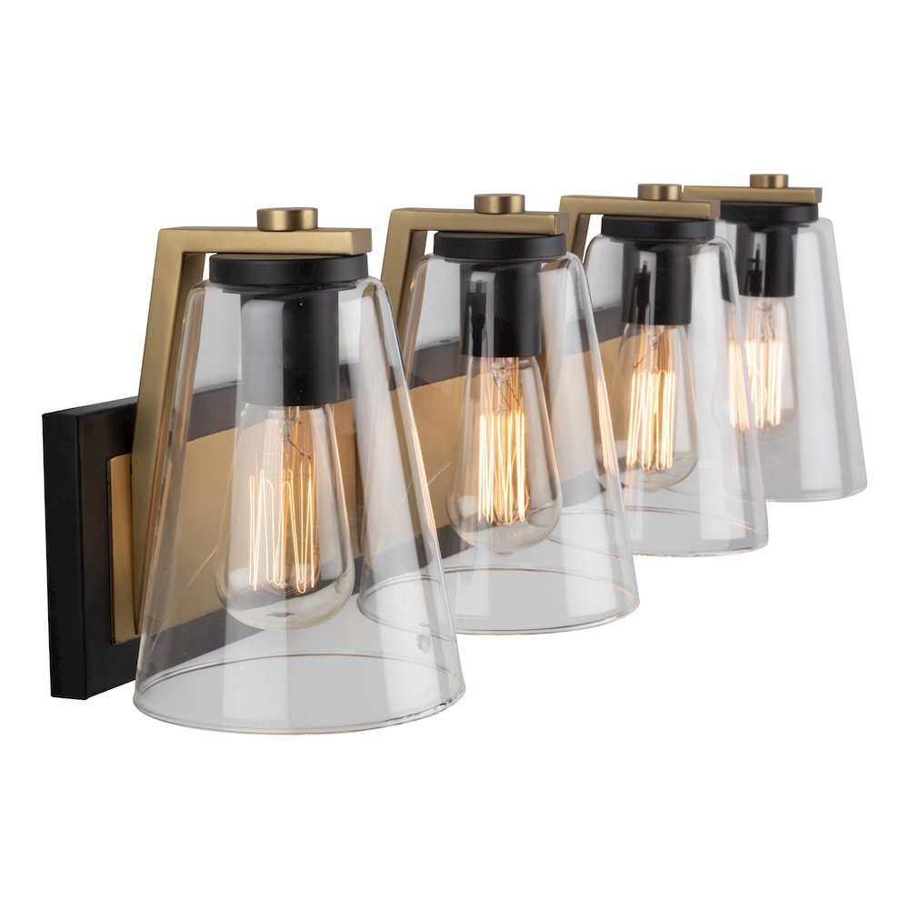 Treviso Collection 3Light Vanity Light, Black & Brass. Picture 1