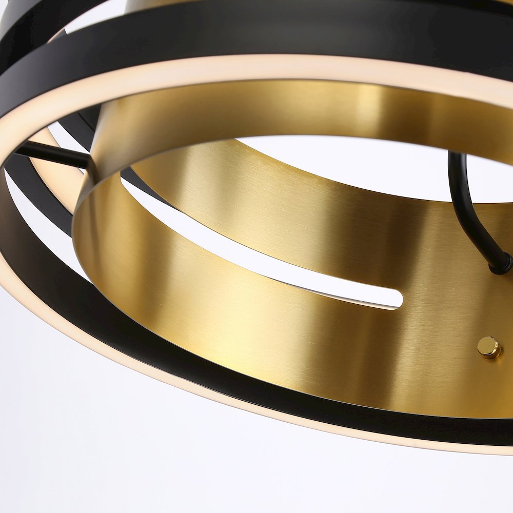 Toledo Collection 1Light SemiFlush Mount Black and Brushed Brass. Picture 2