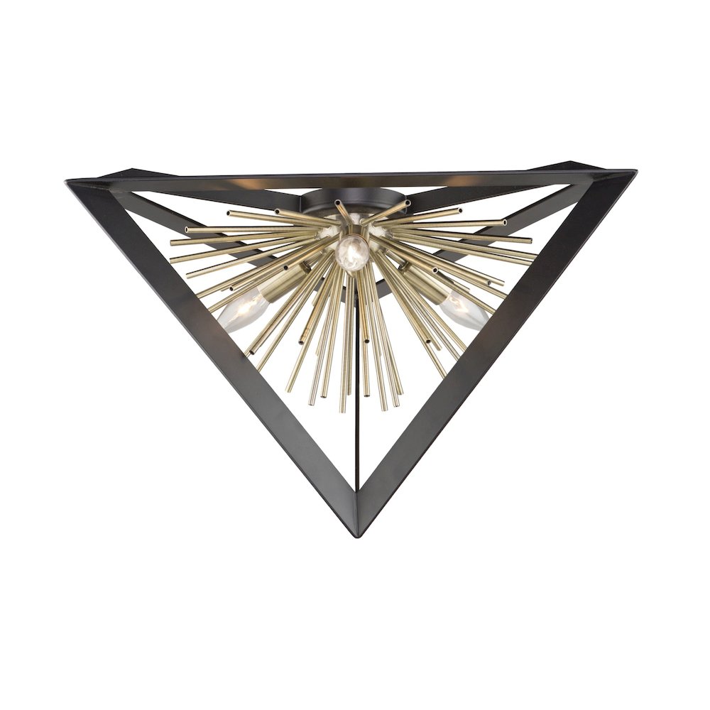 Sunburst  Flush Mount (Matte Black & Satin Brass Finish). Picture 1