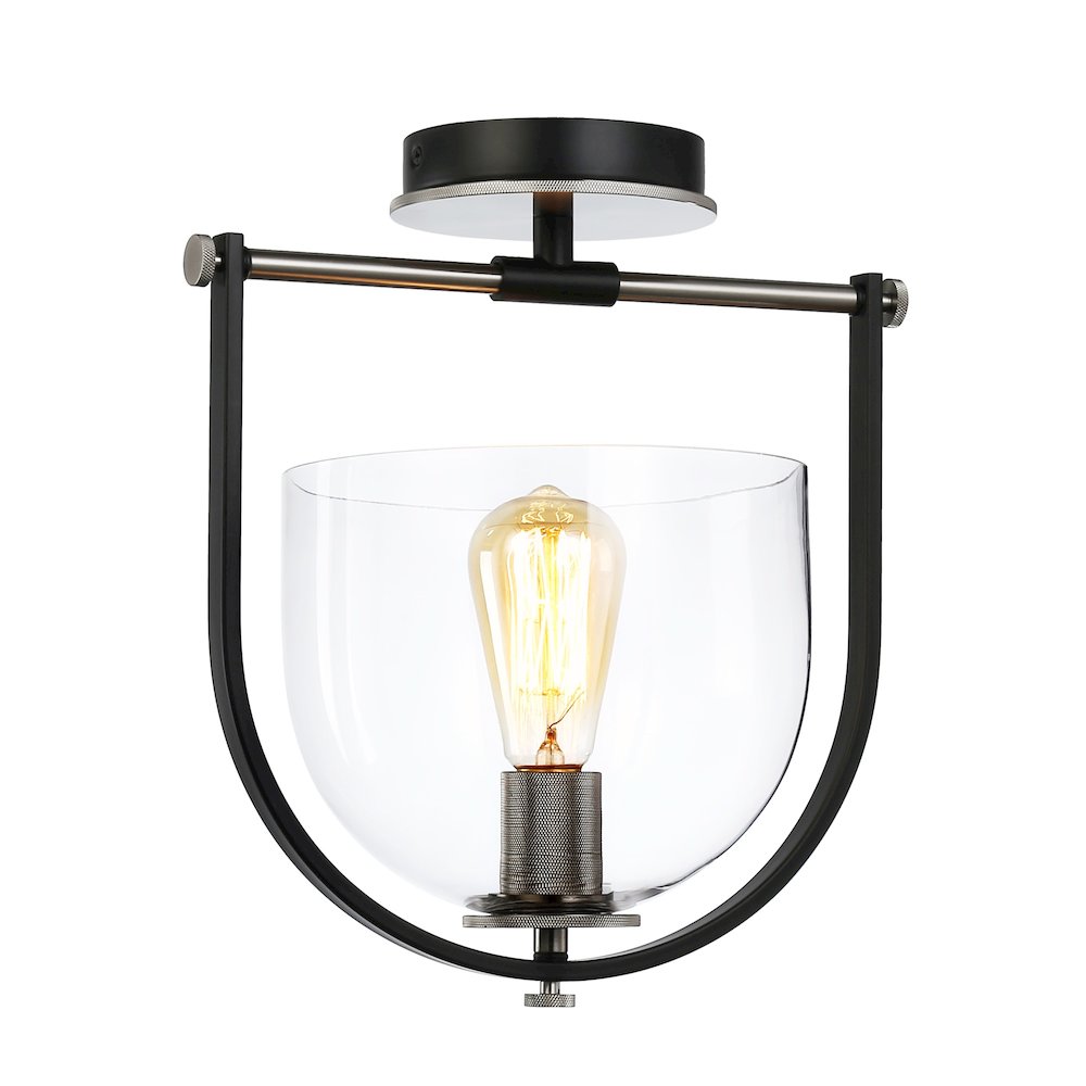 Cheshire Collection 1Light SemiFlush Mount, Black & Nickel. Picture 1
