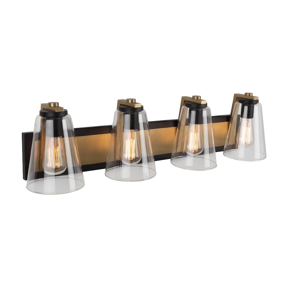 Treviso Collection 3Light Vanity Light, Black & Brass. Picture 3